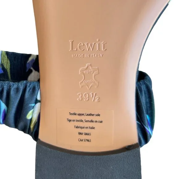 Lewit Elena Ruched Satin Flat Slide Sandal Navy Floral EU 39.5 US 9 - Picture 10 of 10